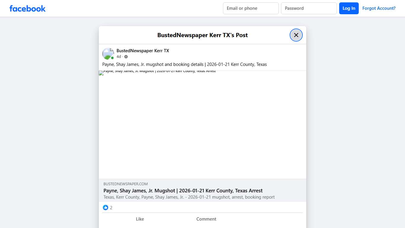 Payne, Shay James, Jr. mugshot... - BustedNewspaper Kerr TX Facebook