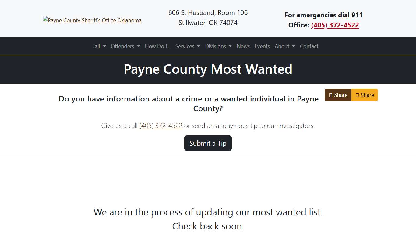 Most Wanted Payne County Sheriff's Office
